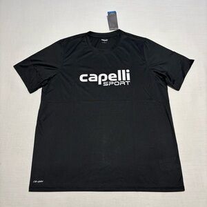 Men’s Capelli Sport CS-DRY Logo Crew Neck Poly Tee | Black | Size Large | NWT